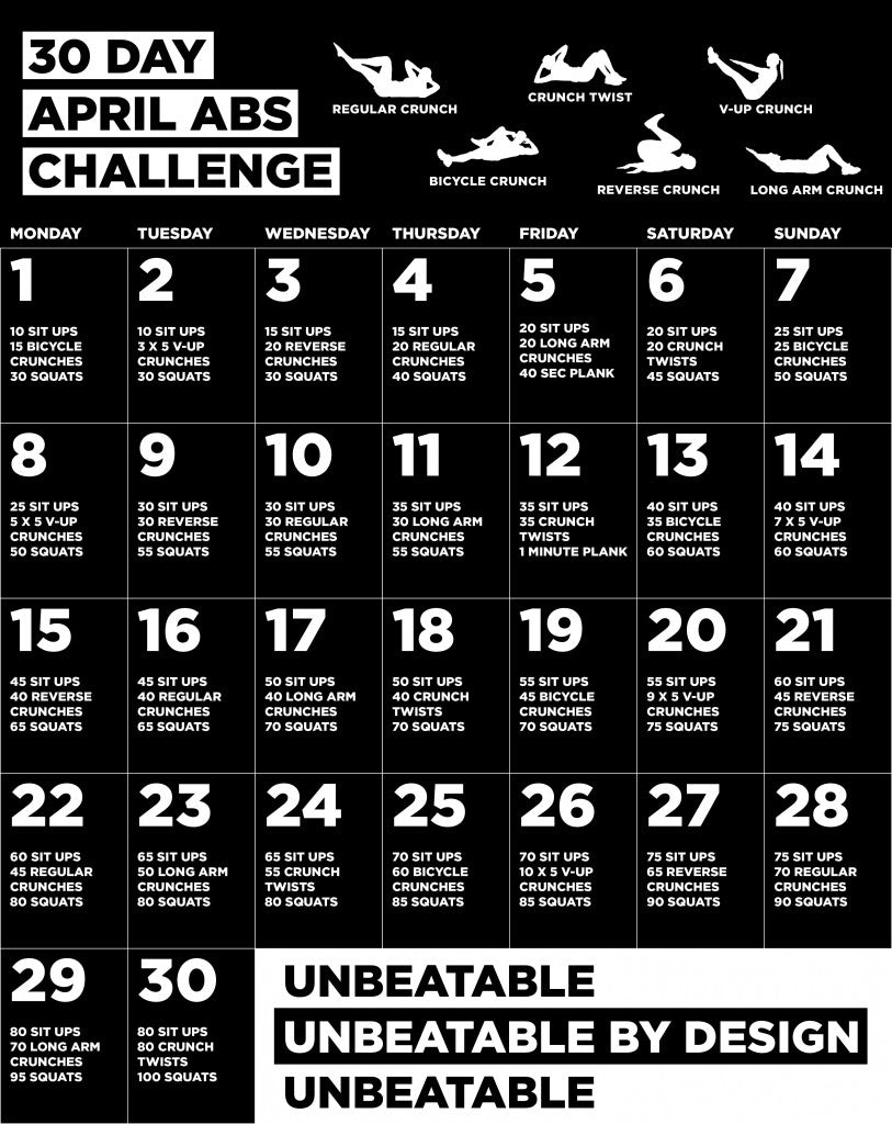 30 day abs challenge printable