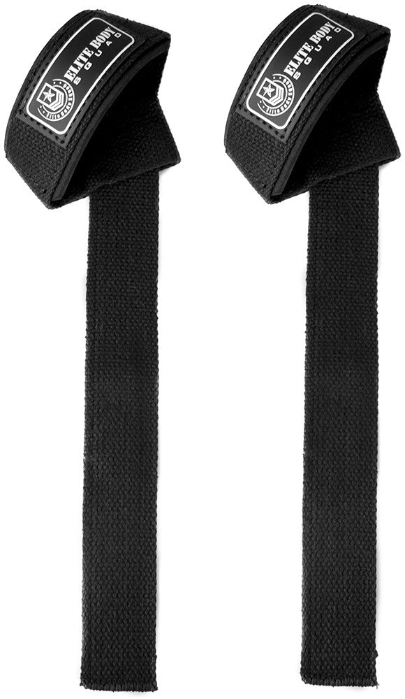  Pro Weight Lifting Straps – Elite Body Squad Lifting Straps  With Neoprene Padded Wrist Support + Double Stitched 100% Cotton – 60cm  Long Heavy Duty Wrist Straps For Weight Training